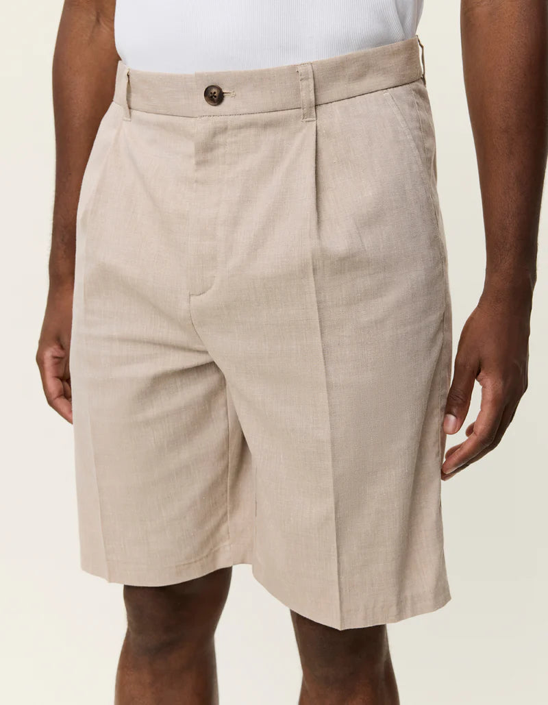 REECE PLEATED SLUB SHORTS