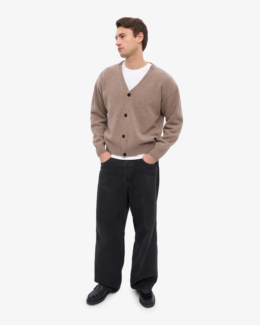 MERINO WOOL V-NECK CARDIGAN