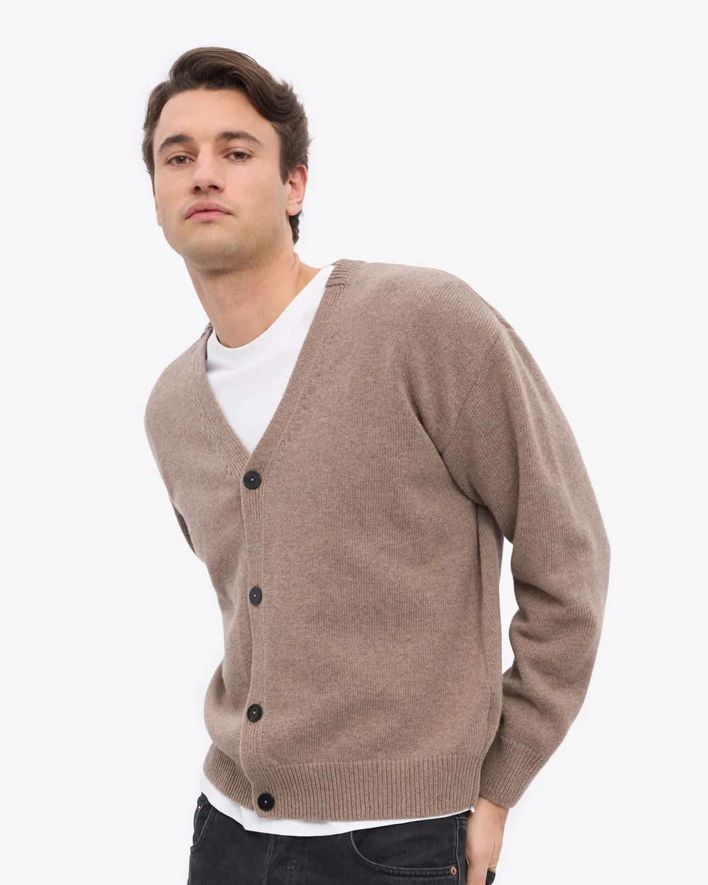MERINO WOOL V-NECK CARDIGAN