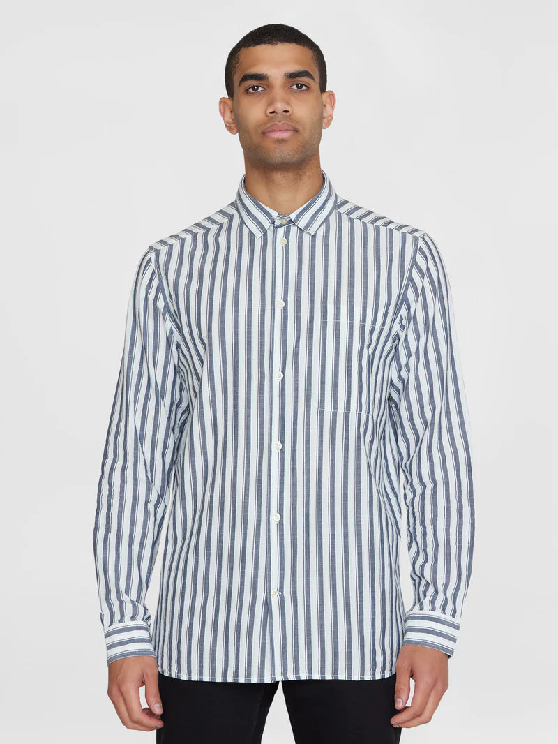 LOOSE STRIPED SLUB SHIRT