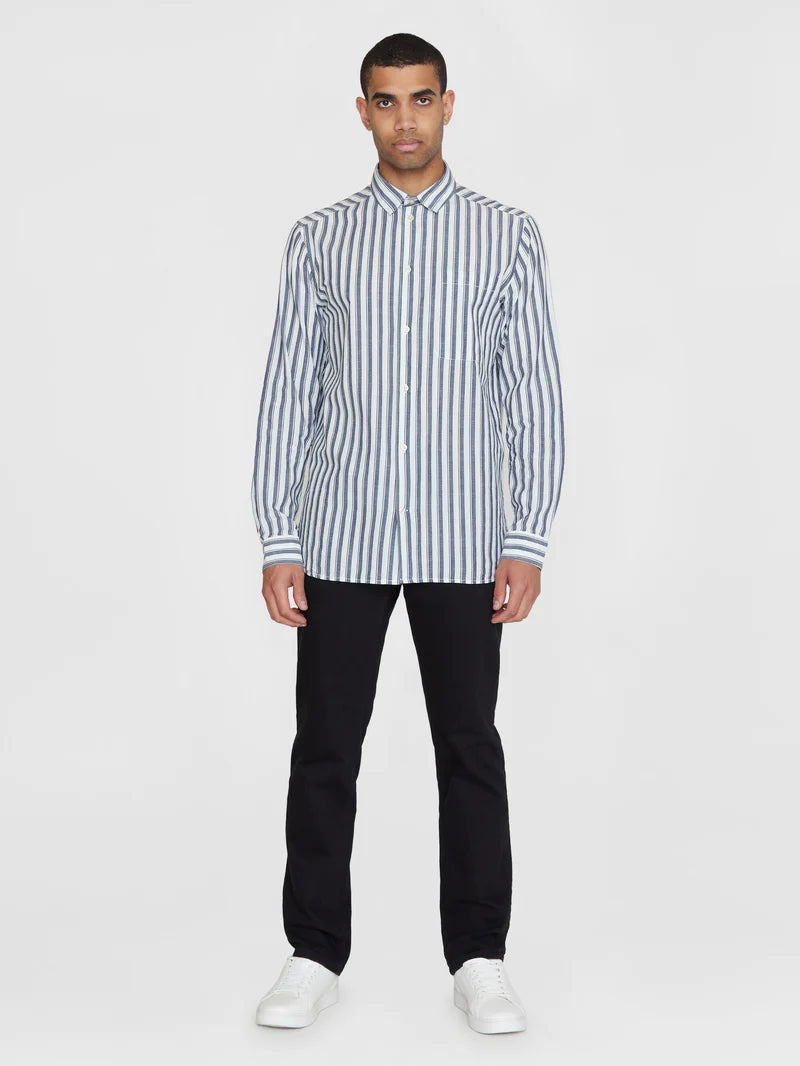 LOOSE STRIPED SLUB SHIRT