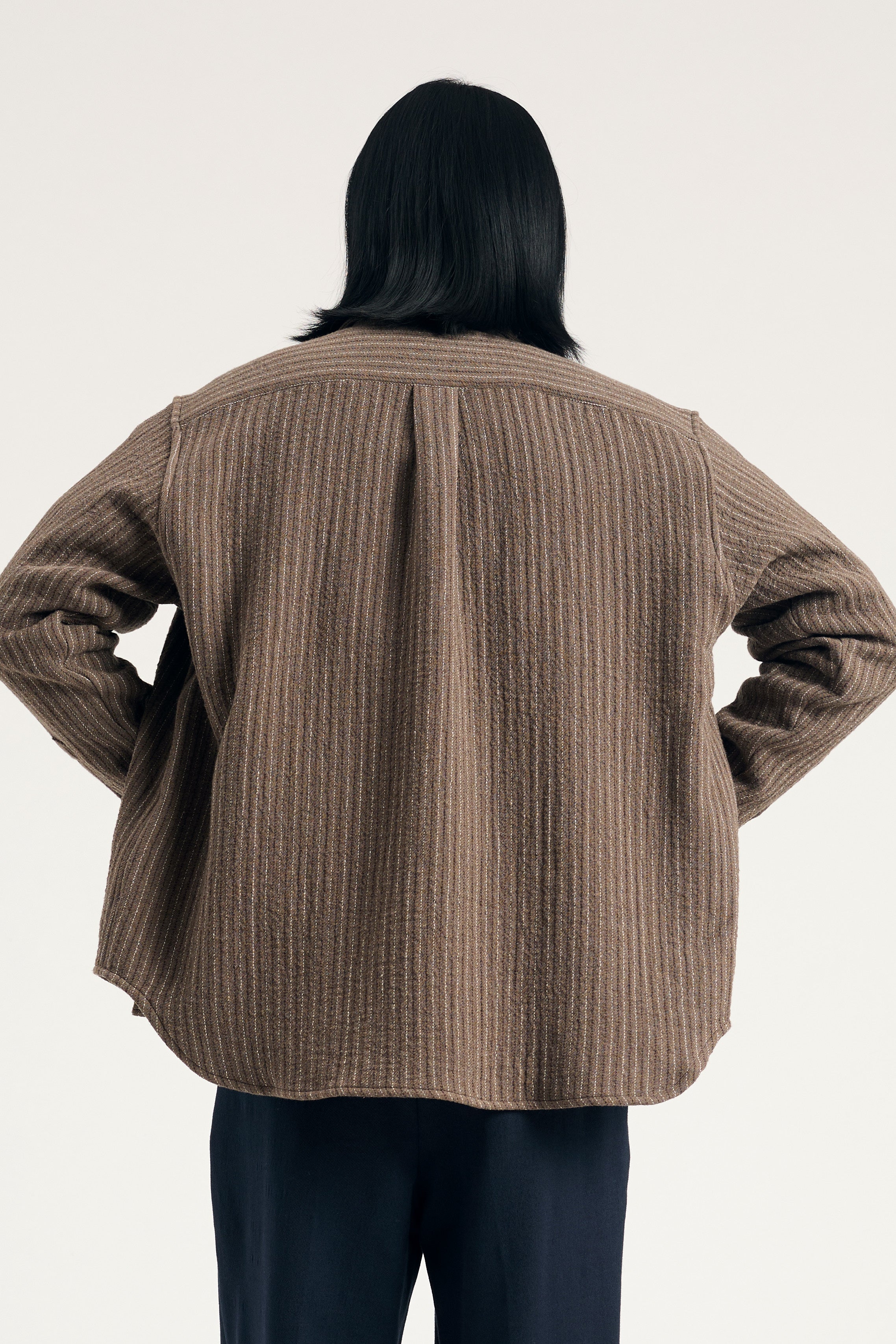 OLE OVERSIZED WOOL STRIPE SHIRT