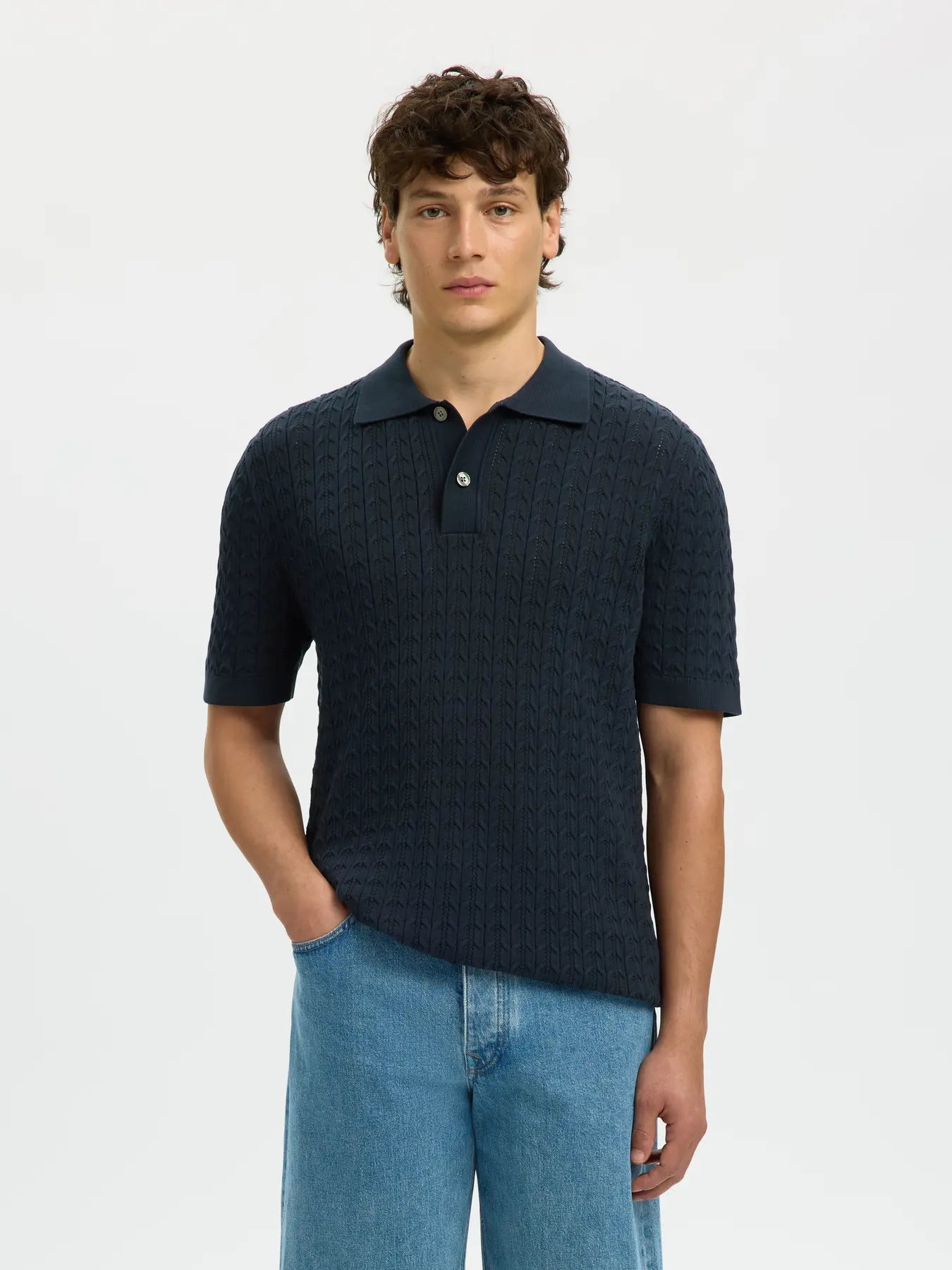 MATTIS KNIT CABLE POLO