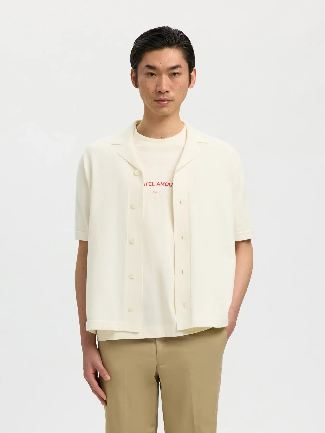 AMOUR INTARSIA POLO CARDIGAN