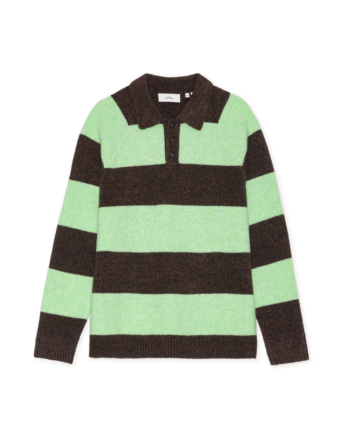 STRIPED MELANGE KNITTED LS POLO