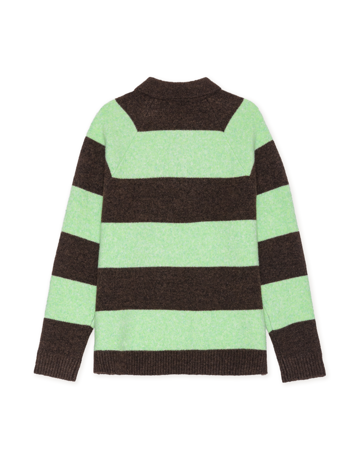 STRIPED MELANGE KNITTED LS POLO