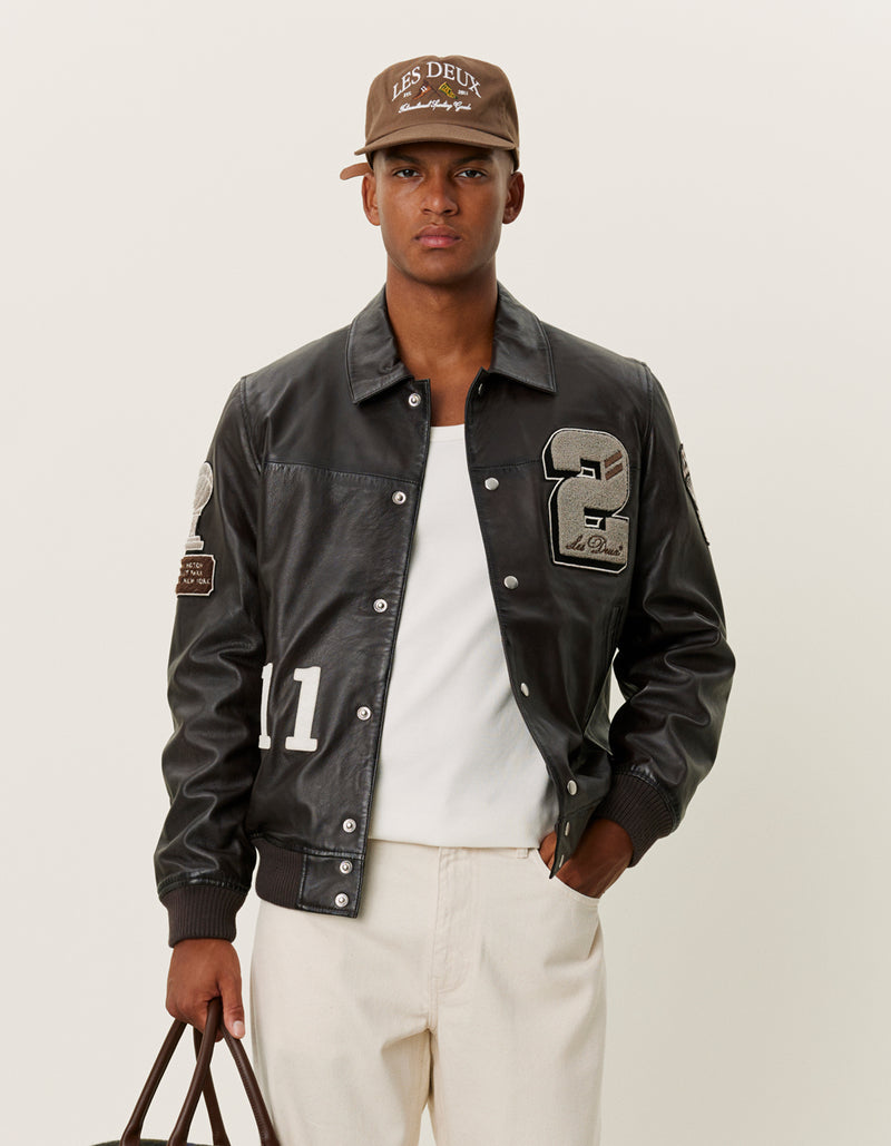 LES DEUX VARSITY LEATHER JACKET