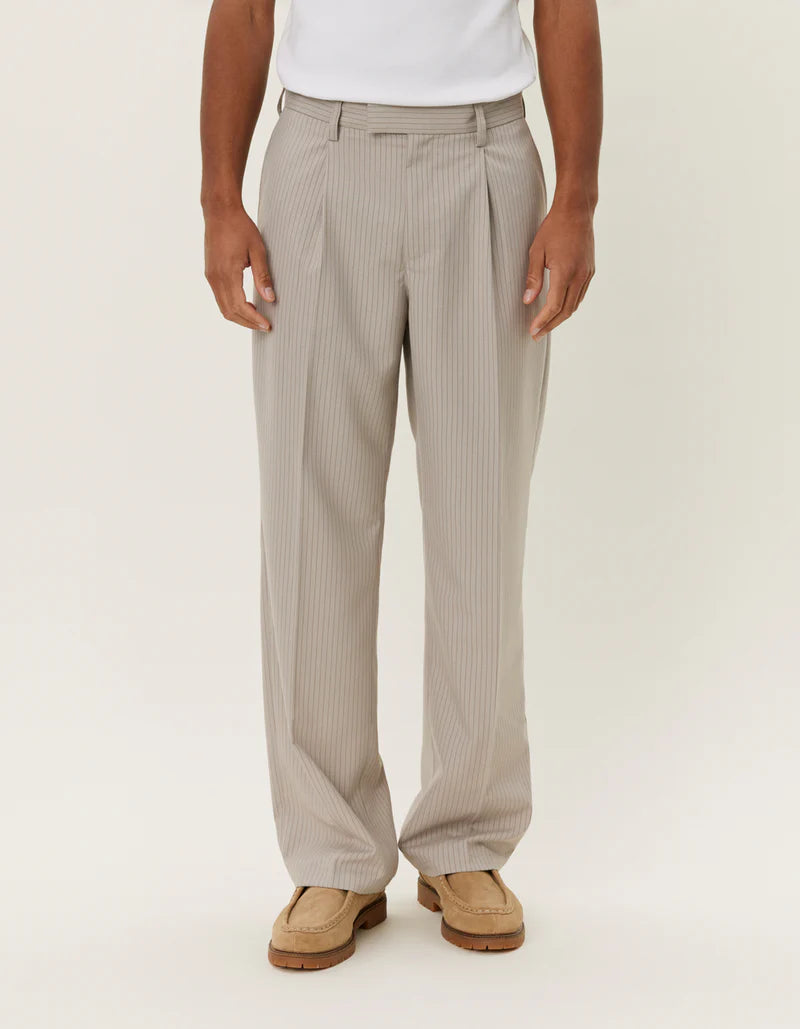 REECE PLEATED PINSTRIPE SUIT PANTS