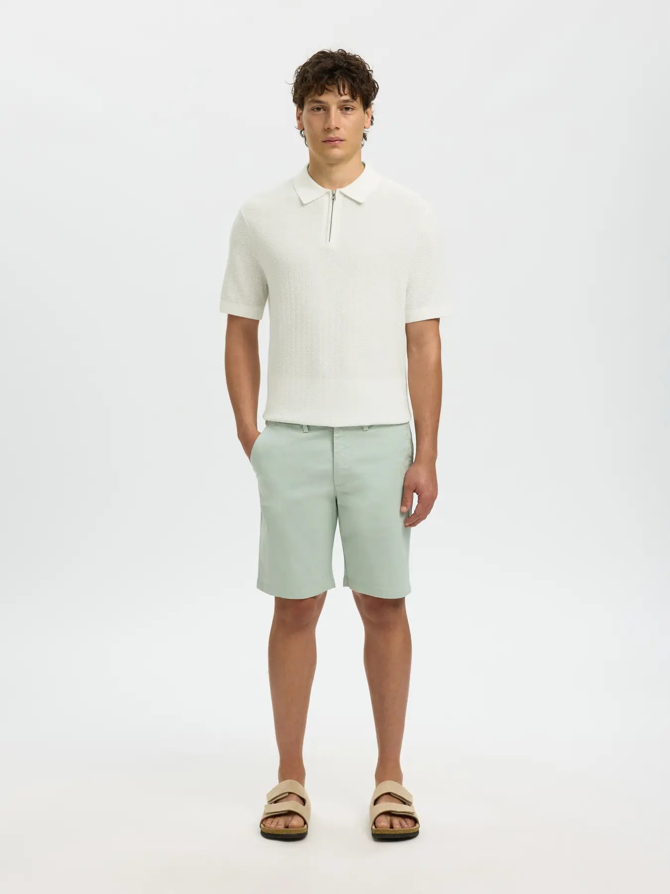 CRAN SS KNIT STRUCTURE ZIP POLO