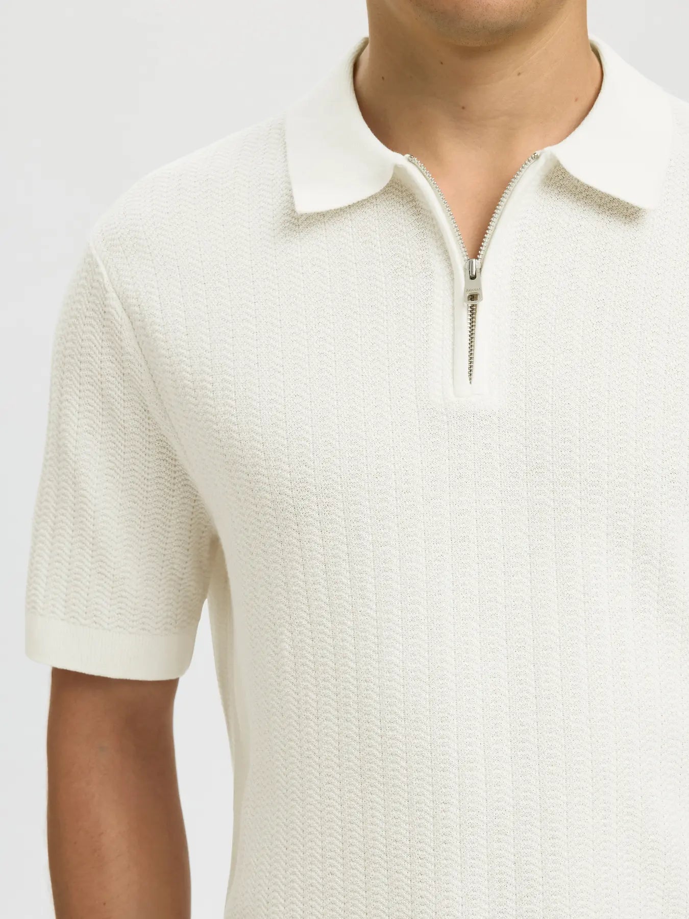 CRAN SS KNIT STRUCTURE ZIP POLO