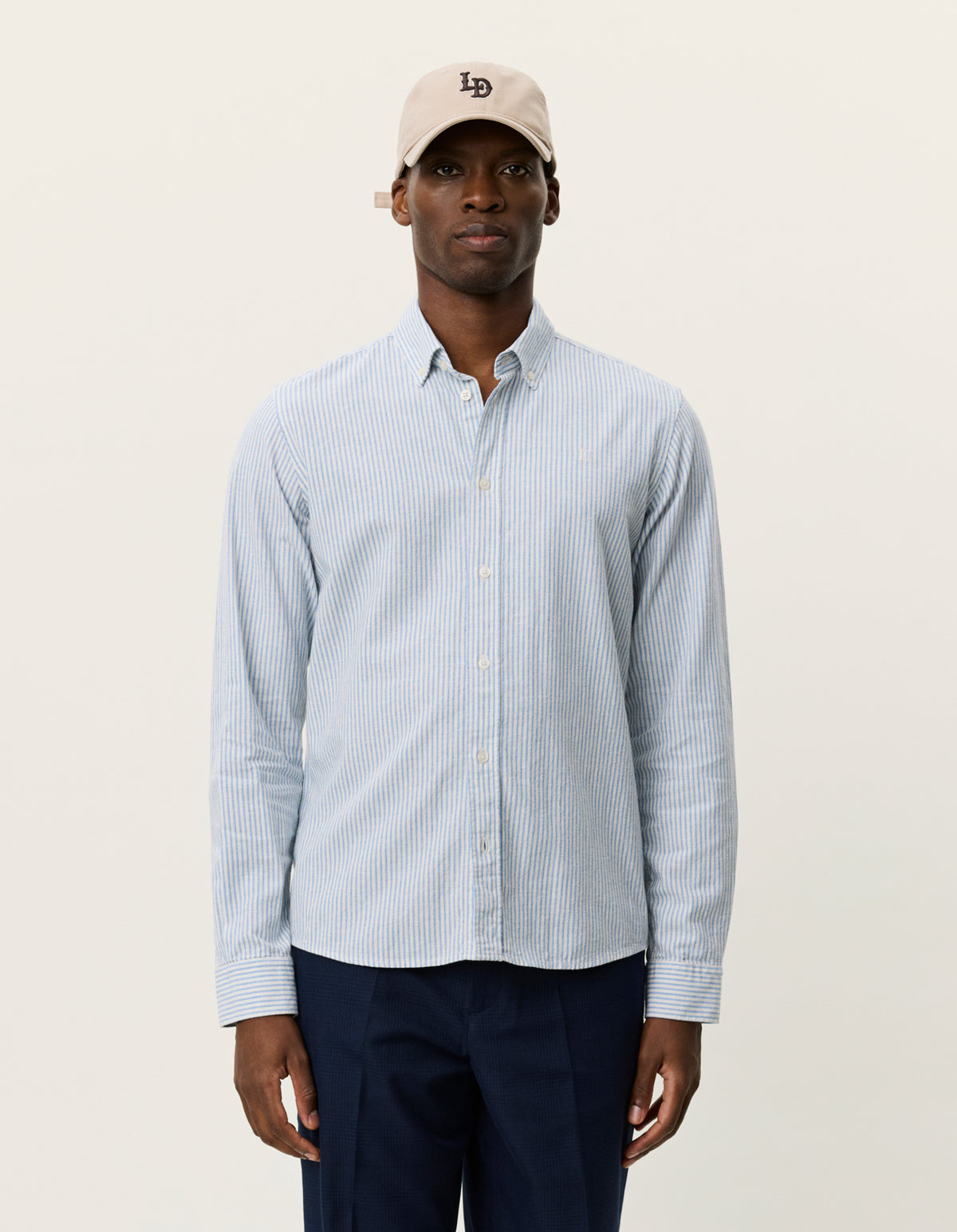 KONRAD STRIPE COTTON LINEN SHIRT