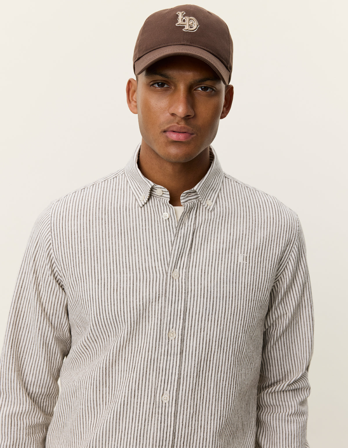 KONRAD STRIPE COTTON LINEN SHIRT