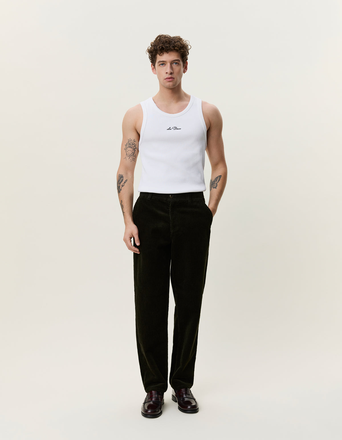 CORDUROY TAPERED PANTS