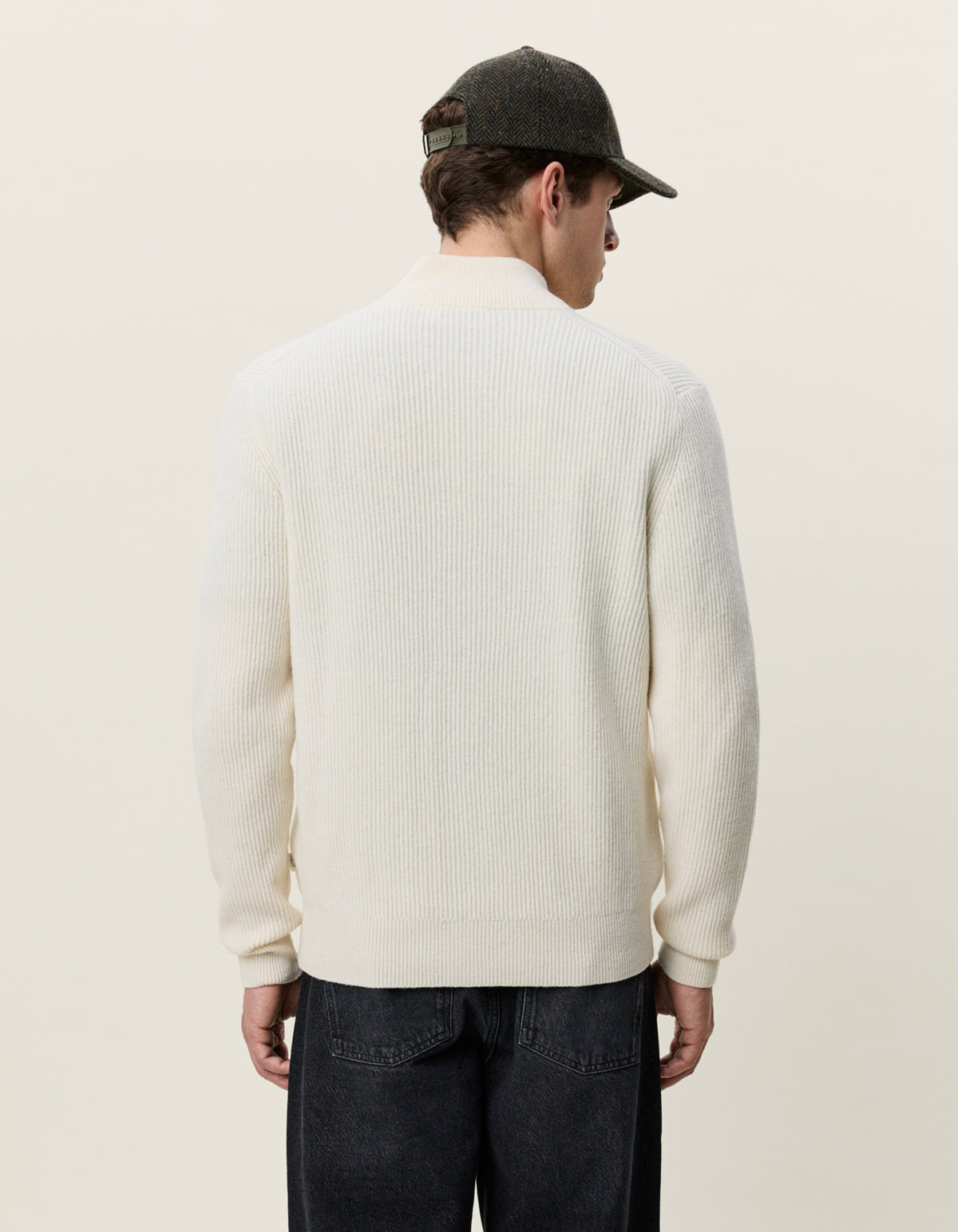 WOOL RIB ZIPPER KNIT