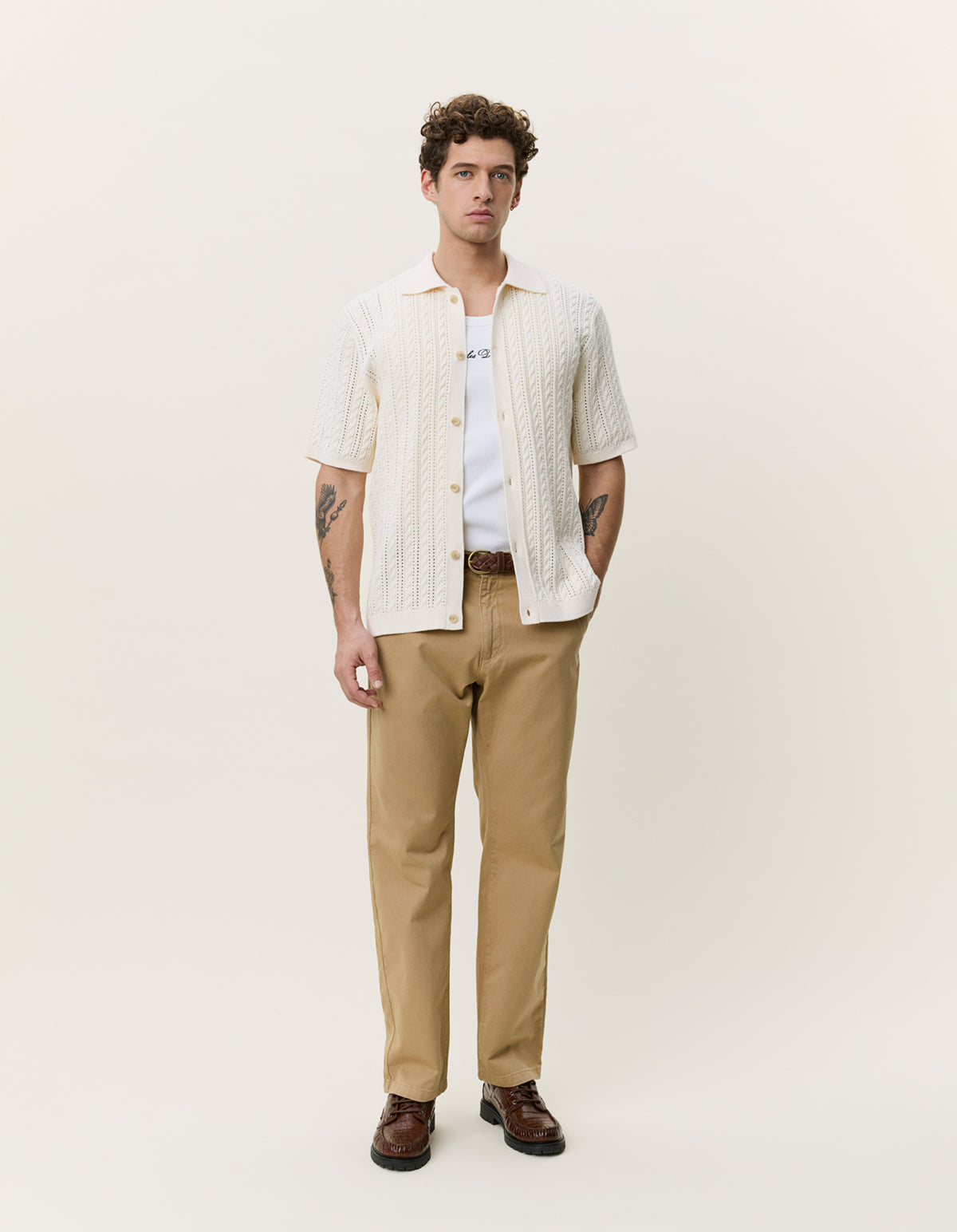 CABLE KNITTED SS SHIRT